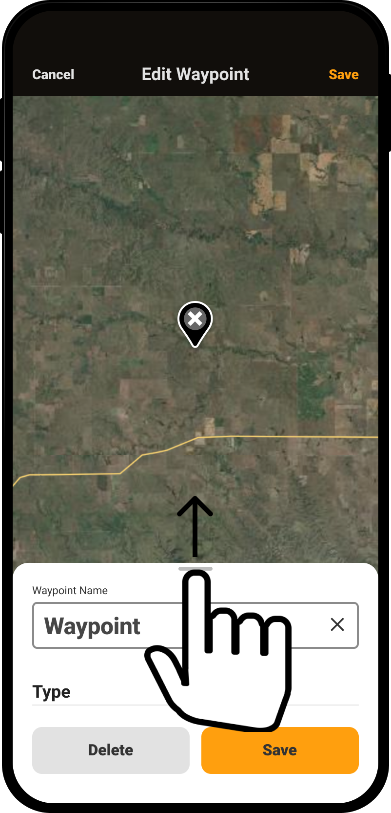 Swipe Card Up Edit Waypoint Offroad App.png