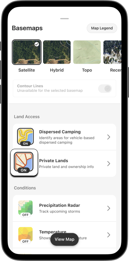 Private Land Activity Menu Trails Mode Offroad App.png