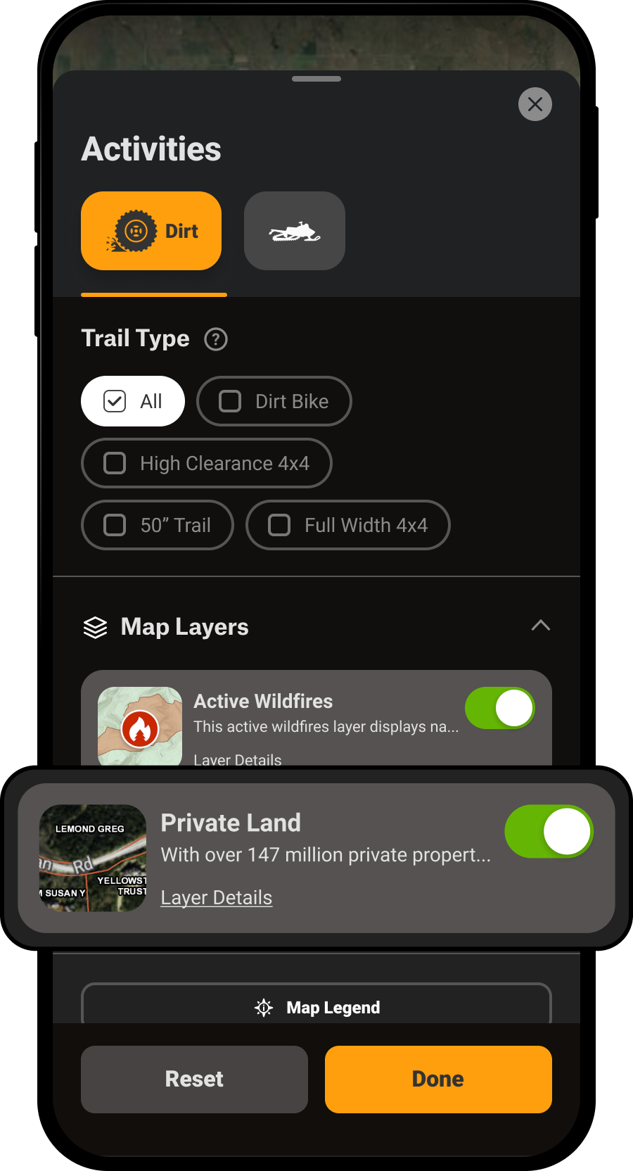 Private Land Activity Menu Trails Mode Offroad App.png